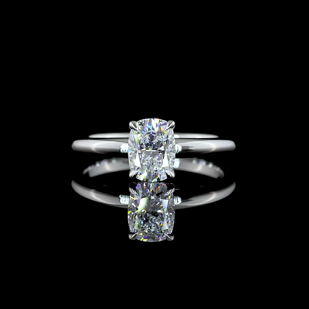 1.04 Cts 14k White Gold Cushion Brilliant Shape Solitaire Ring - Video
