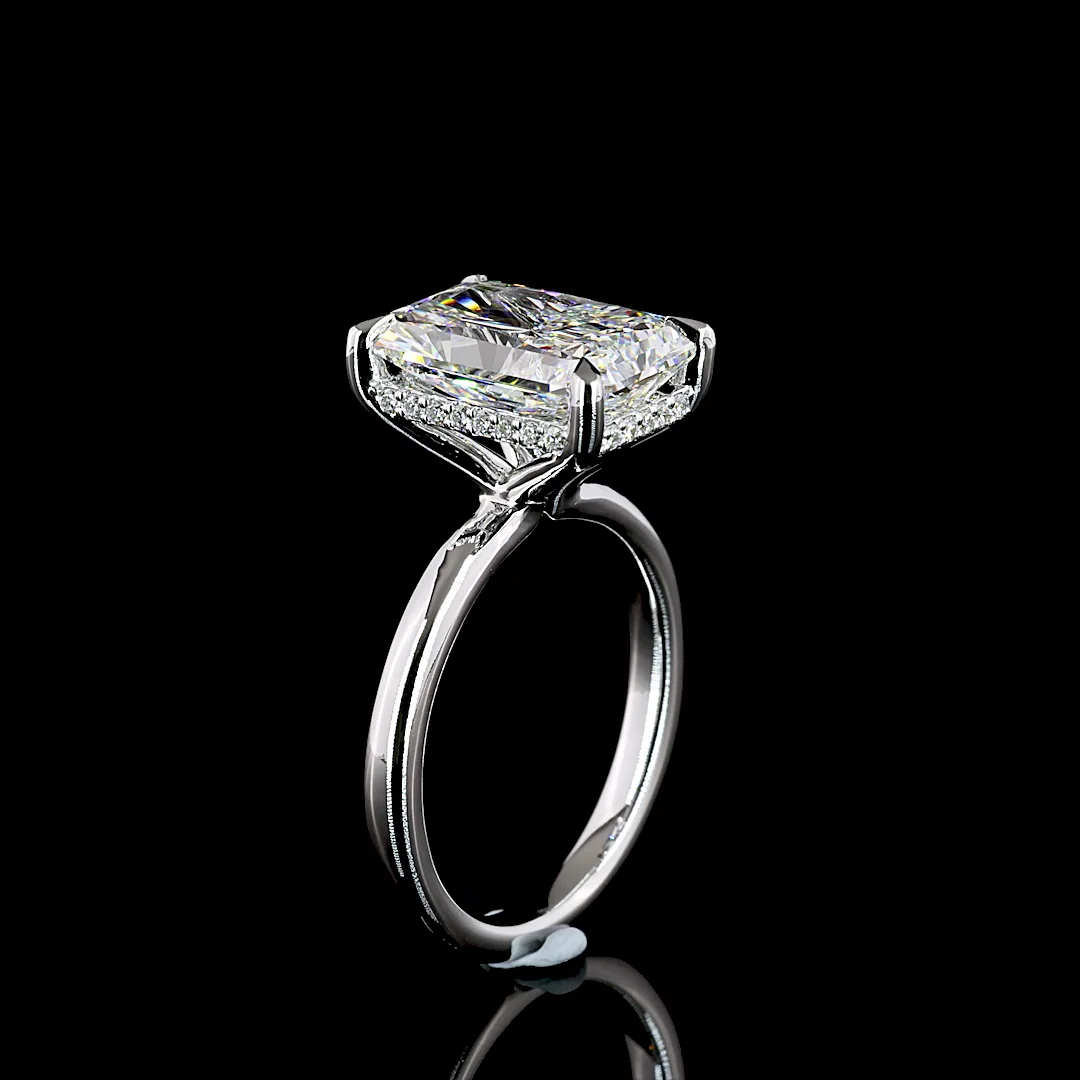 5.27 Cts 14k White Gold Radiant Shape Hidden Halo Ring - Image 4