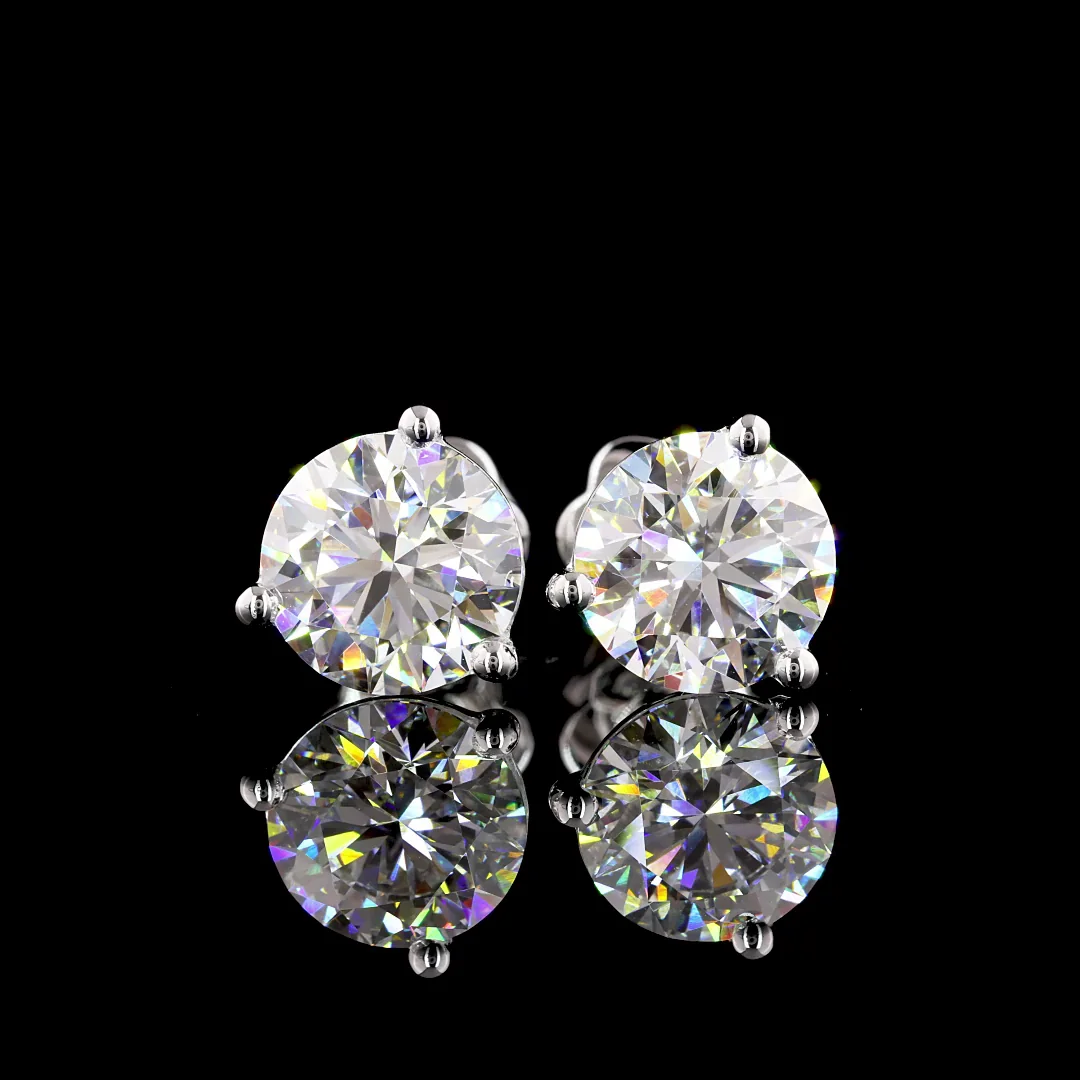4.02 Cts 14k White Gold Round Shape Martini Earring - Image 3