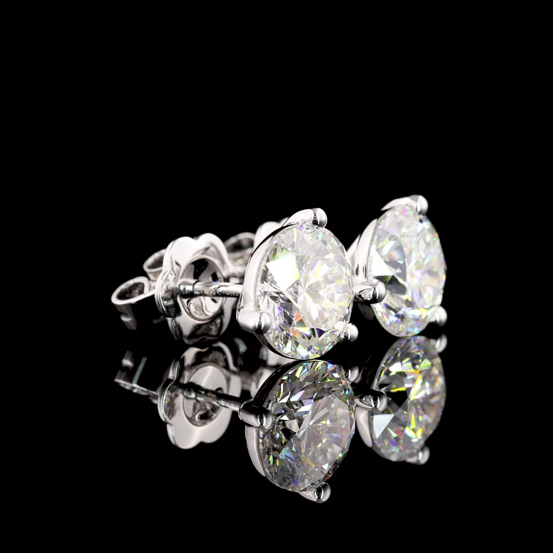 4.02 Cts 14k White Gold Round Shape Martini Earring - Video