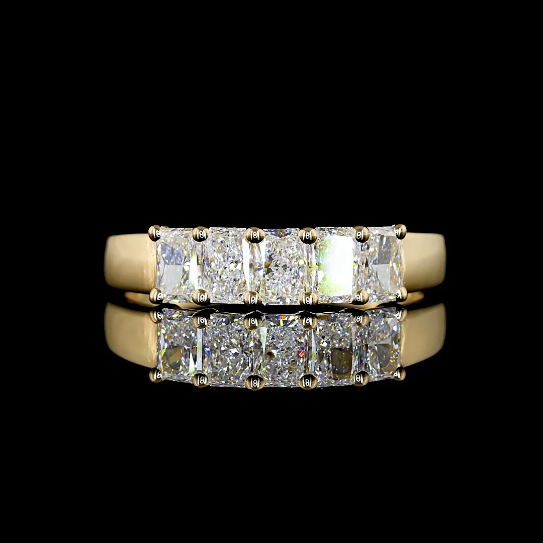 1 Cts 14k Yellow Gold Radiant Shape 5 Stones Eternity Band - Video