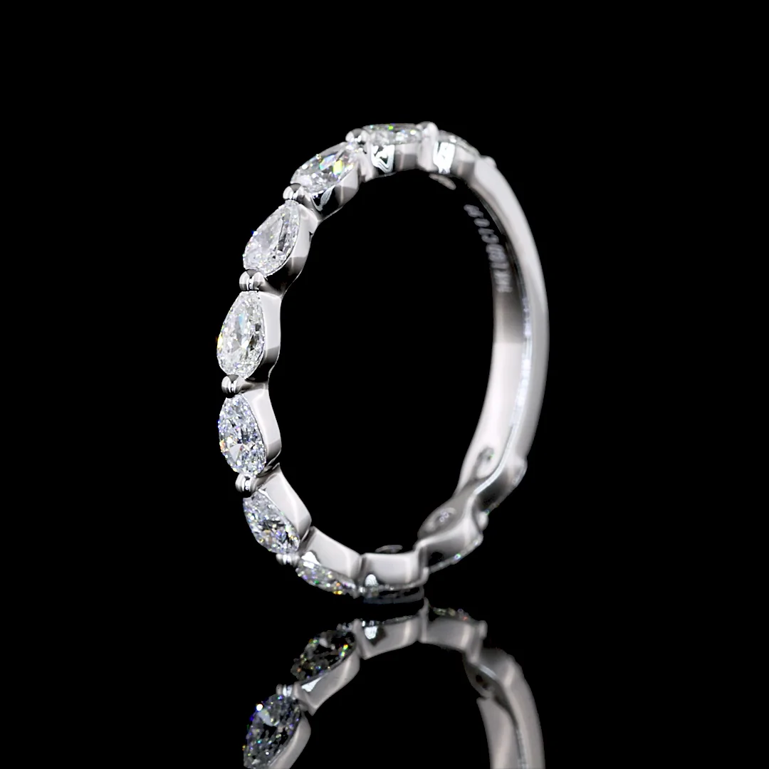 0.99 Cts 14k White Gold Pear Shape 3/4 Band Eternity Band - Image 4