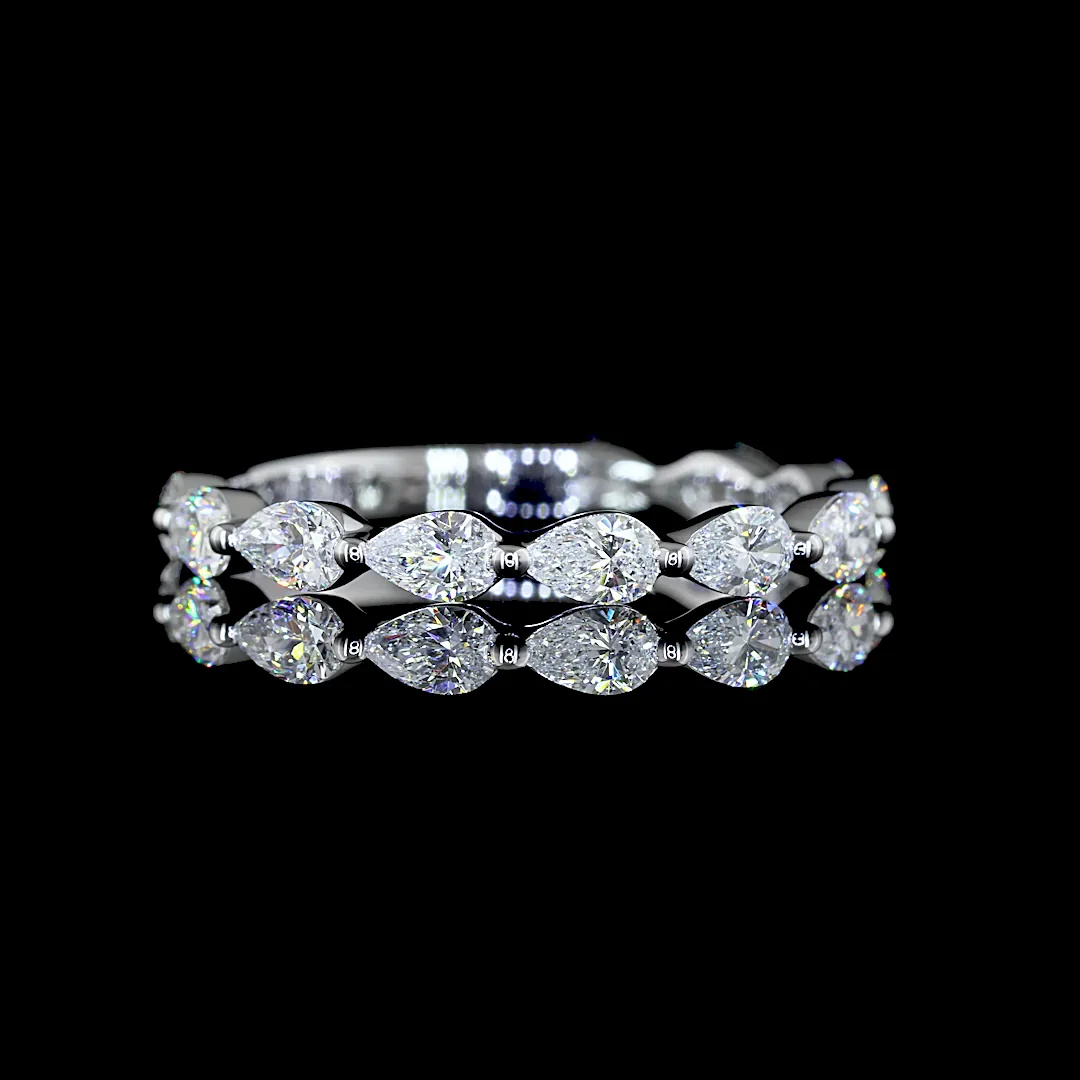 0.99 Cts 14k White Gold Pear Shape 3/4 Band Eternity Band - Video