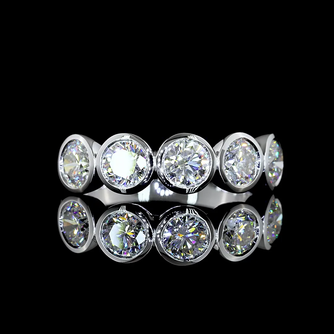 2.05 Cts 14k White Gold Round Shape 5 Stones Eternity Band - Video