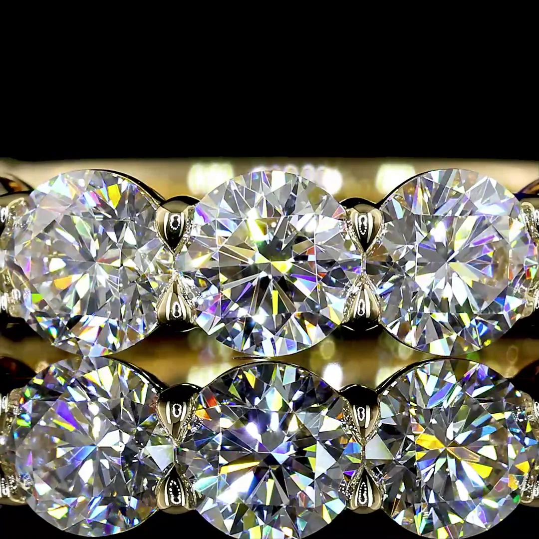 3.47 Cts 14k Yellow Gold Round Shape 3/4 Band Eternity Band - Image 3