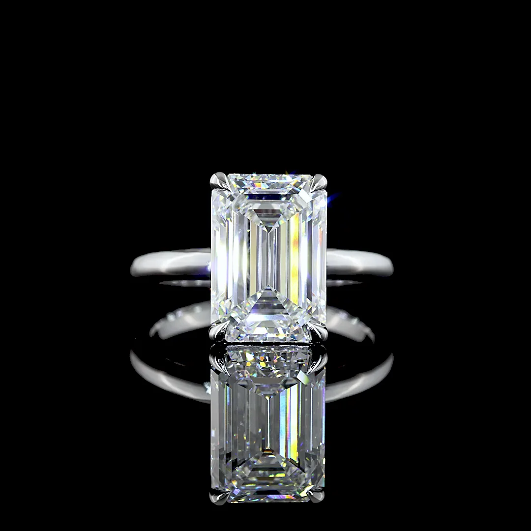 5.08 Cts 14k White Gold Emerald Shape Solitaire Ring - Video