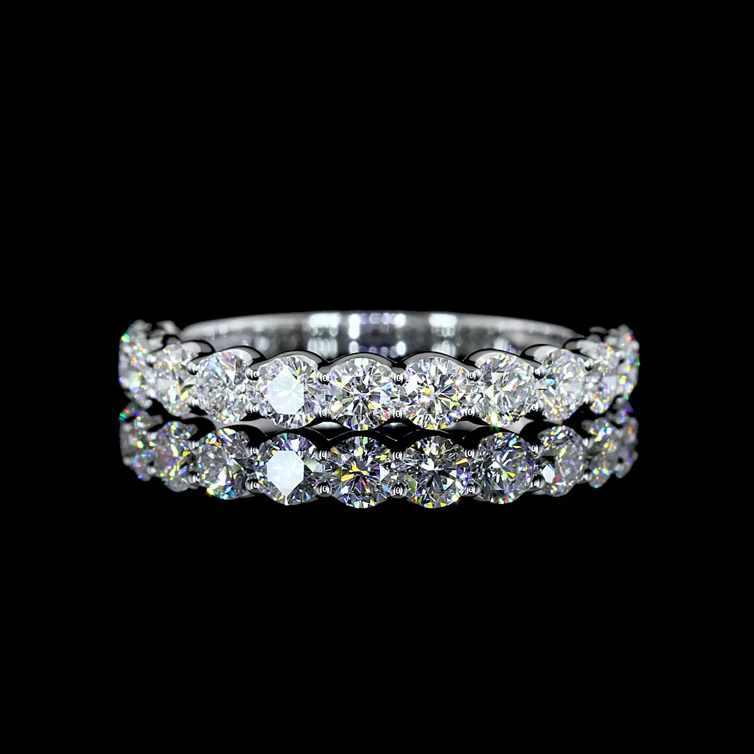 1.05 Cts 14k White Gold Round Shape Half Eternity Eternity Band - Video