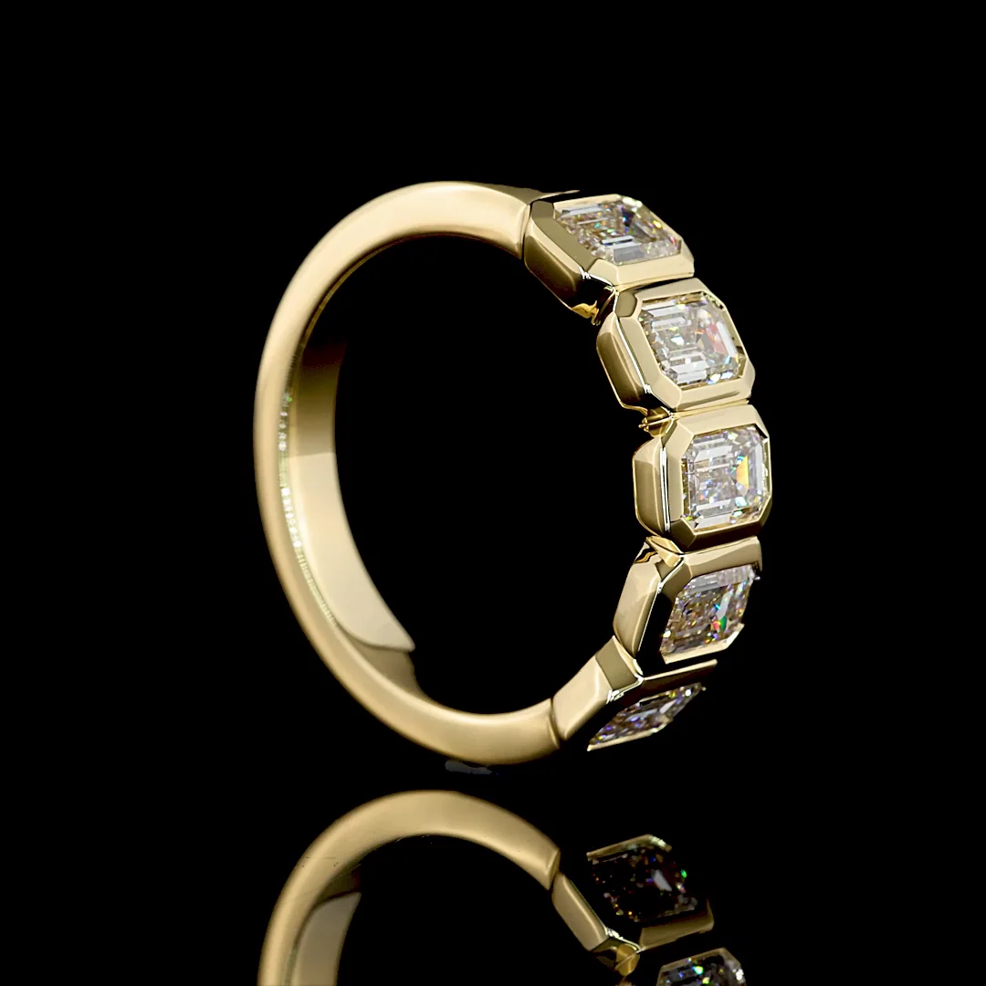 2.03 Cts 14k Yellow Gold Emerald Shape 5 Stones Eternity Band - Image 2