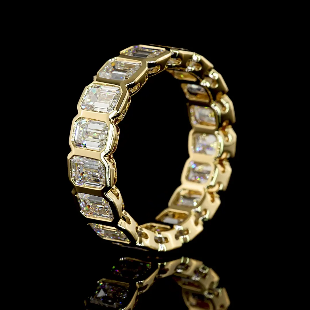 3.07 Cts 14k Yellow Gold Oval Shape 3/4 Band Eternity Band - Image 4