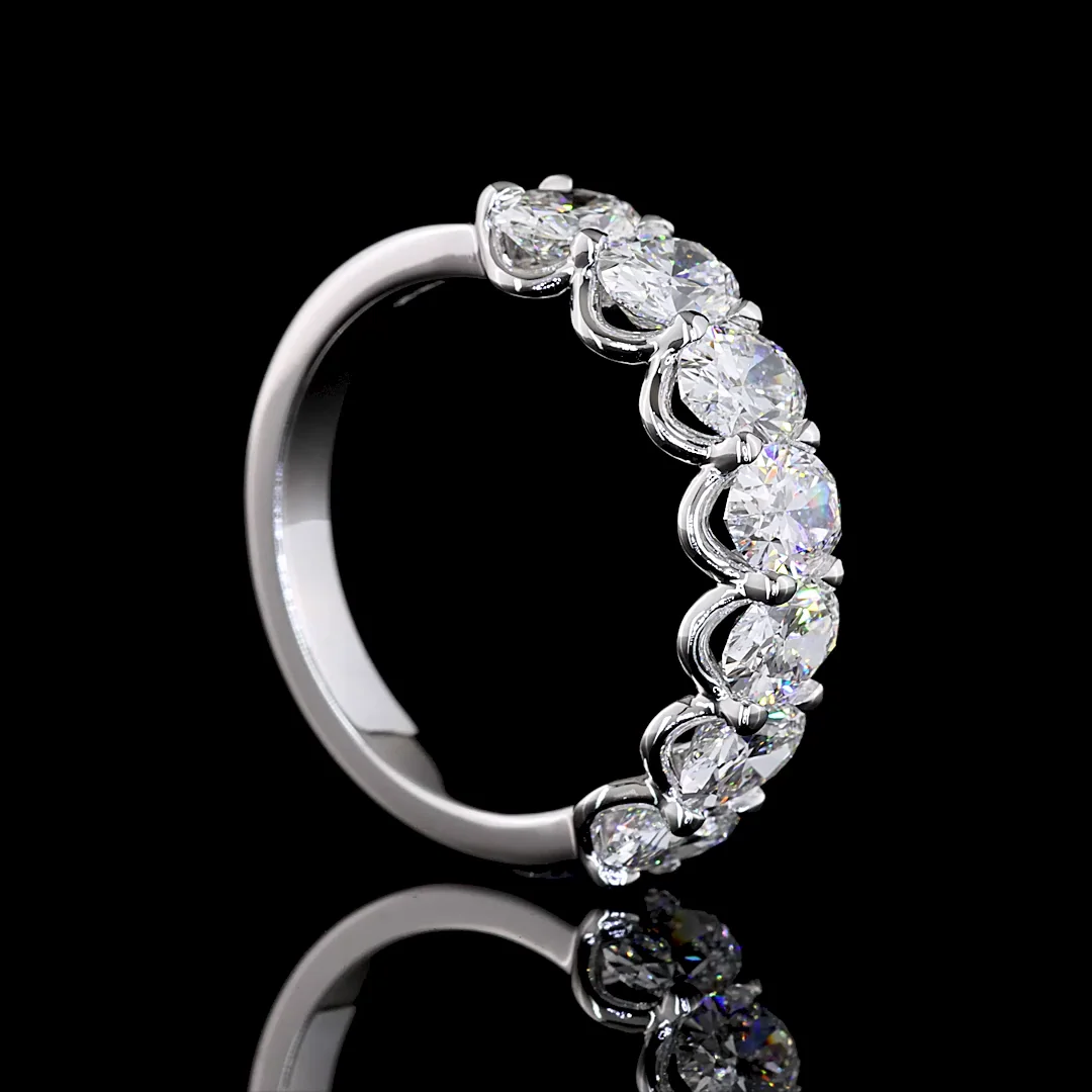 2.9 Cts 14k White Gold Oval Shape 7 Stones Eternity Band - Image 2