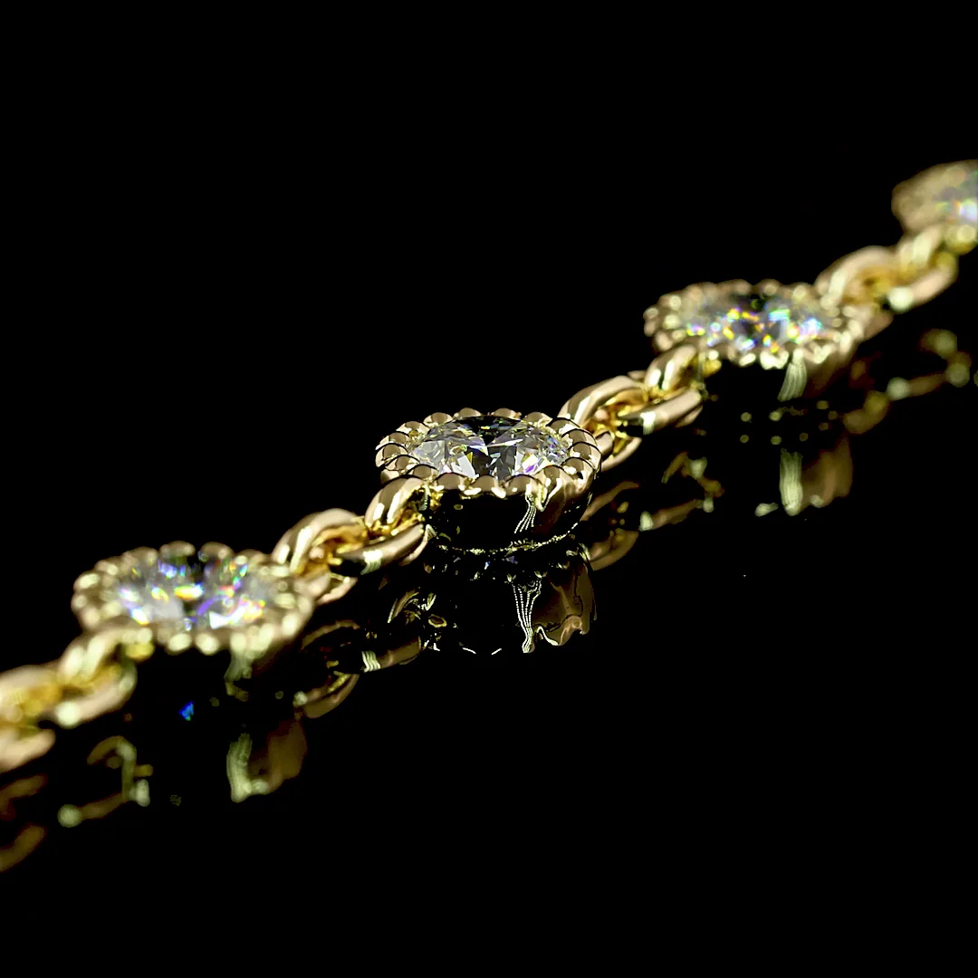 6.24 Cts 14k Yellow Gold Round Shape Station Necklace - Image 2