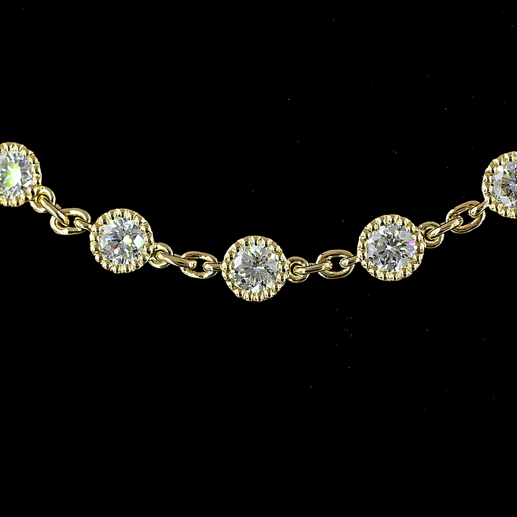 6.24 Cts 14k Yellow Gold Round Shape Station Necklace - Image 3