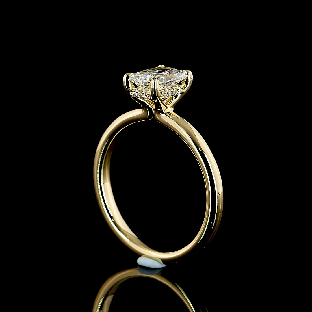 1.05 Cts 14k Yellow Gold Radiant Shape Hidden Halo Ring - Image 2