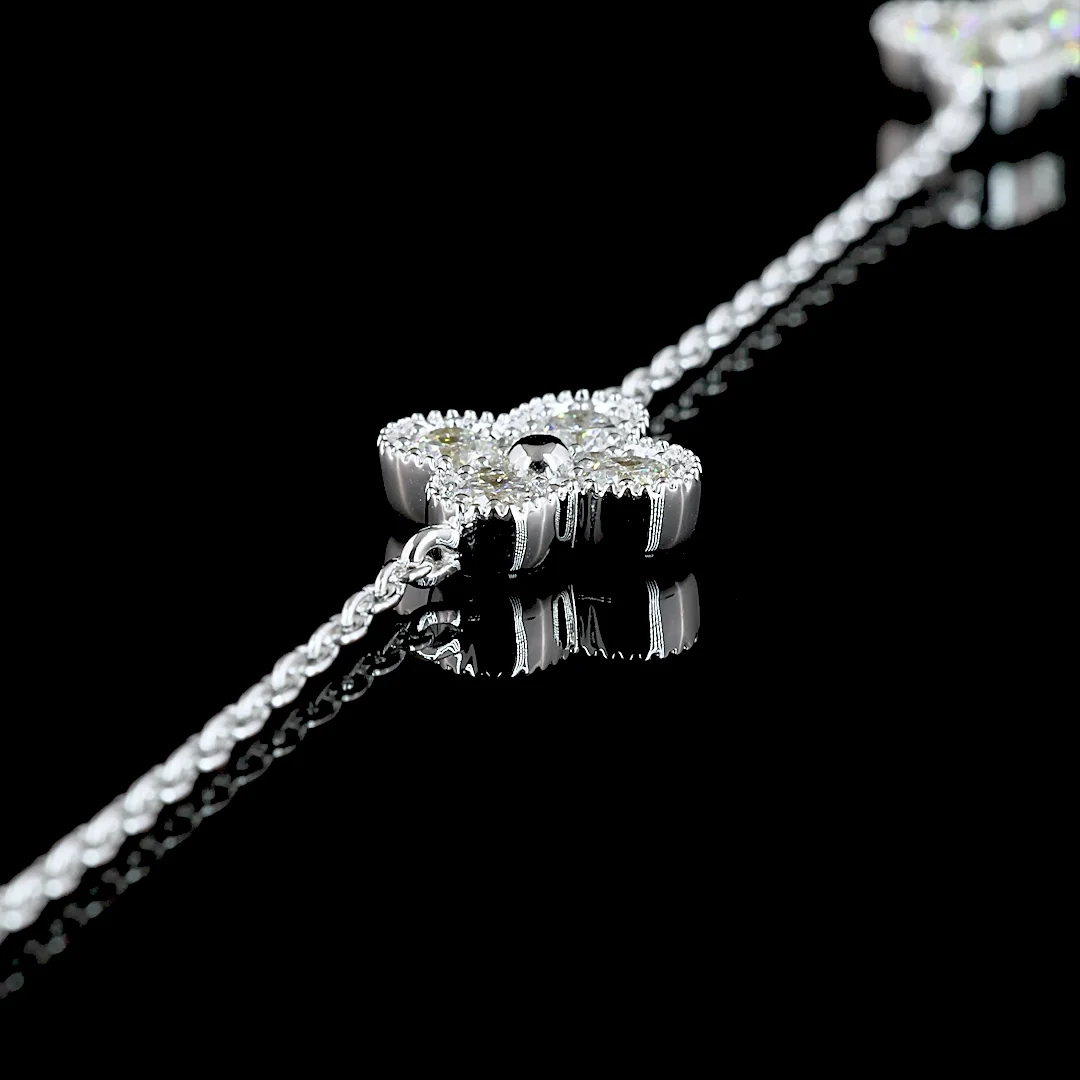 1.76 Cts 18k White Gold Round Shape Station Necklace - Image 2