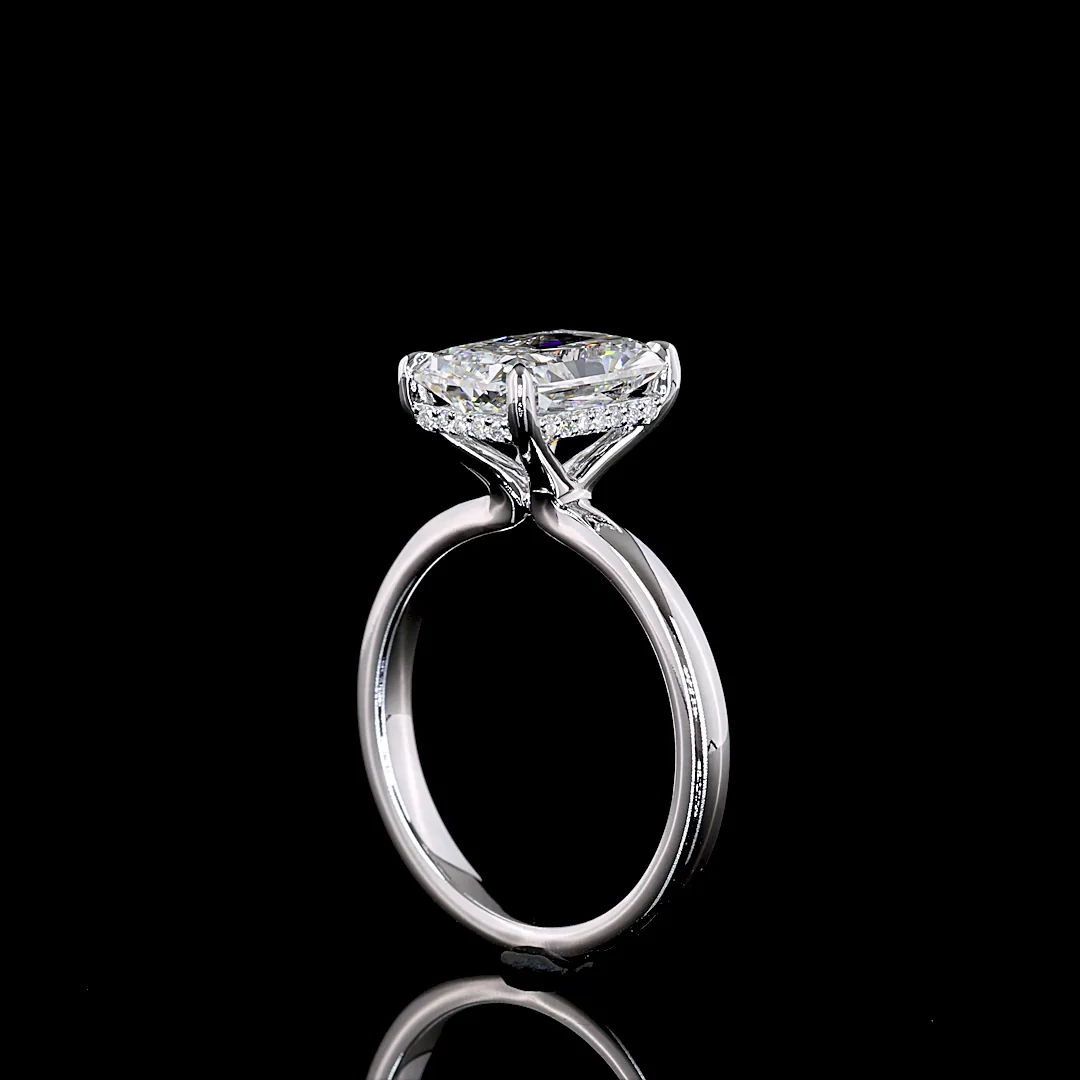 3.15 Cts 14k White Gold Radiant Shape Hidden Halo Ring - Image 2