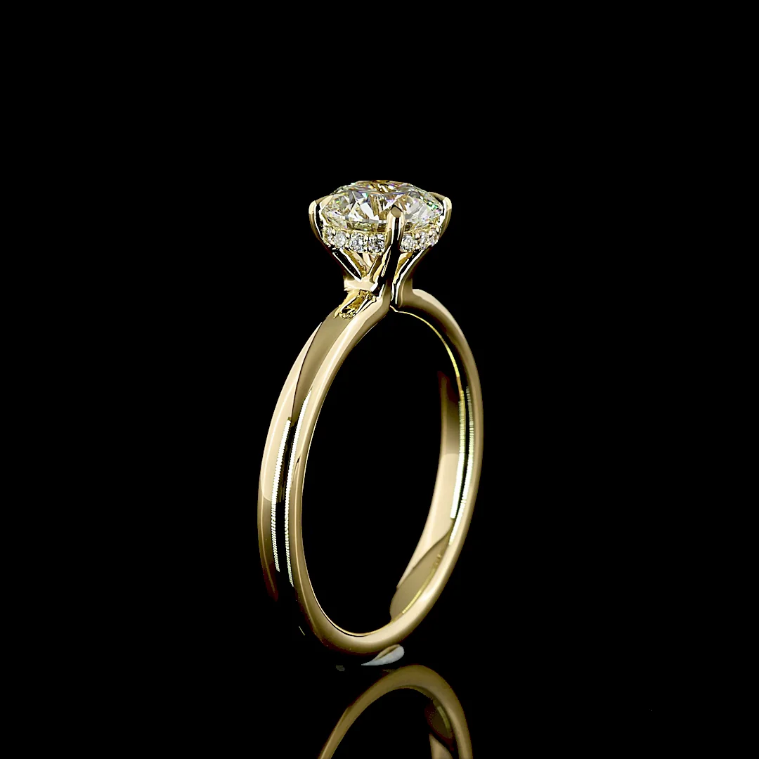 1.13 Cts 14k Yellow Gold Round Shape Hidden Halo Ring - Image 4