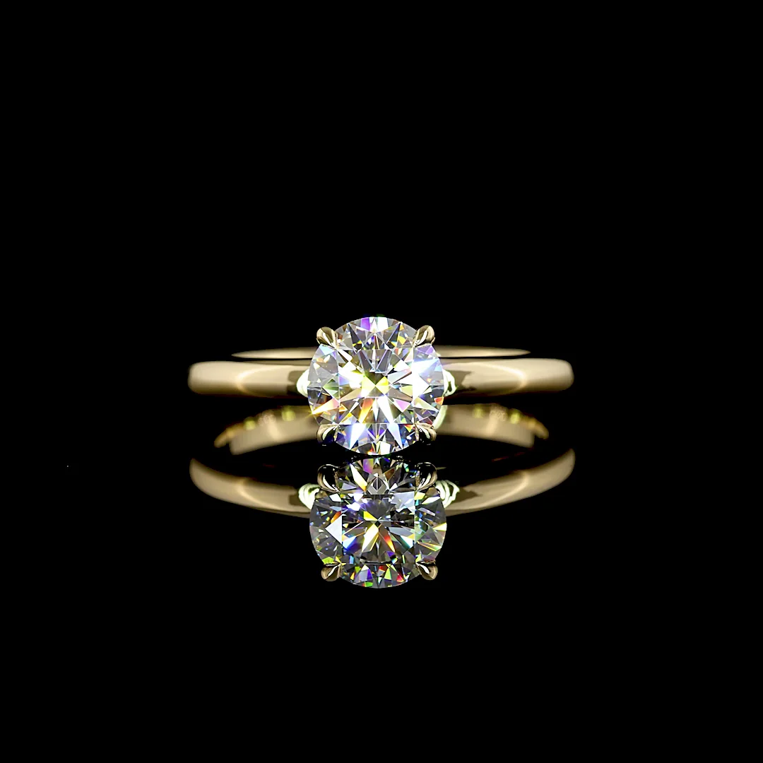 1.13 Cts 14k Yellow Gold Round Shape Hidden Halo Ring - Video