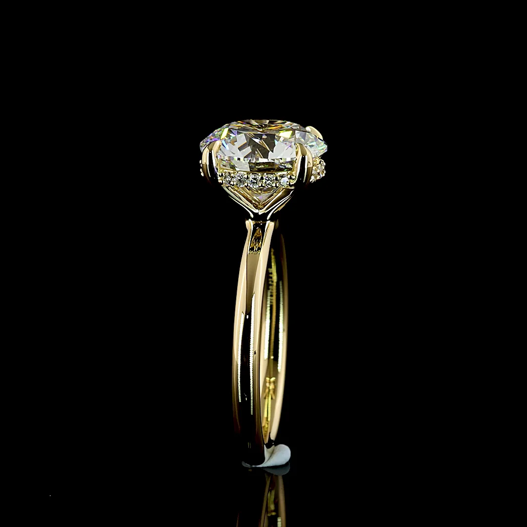 4.16 Cts 14k Yellow Gold Round Shape Hidden Halo Ring - Image 2