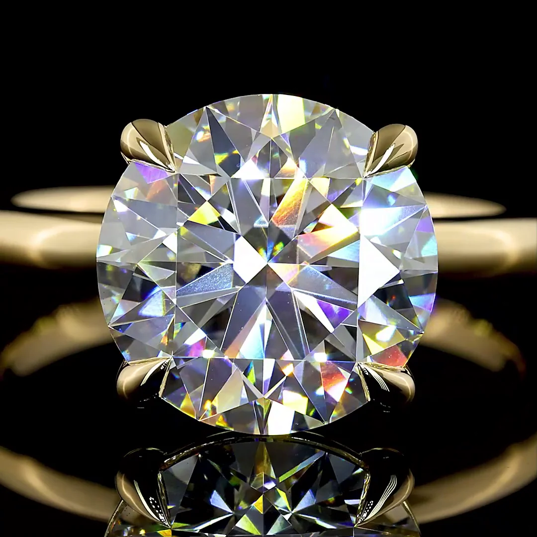 4.05 Cts 14k Yellow Gold Round Shape Solitaire Ring - Image 3