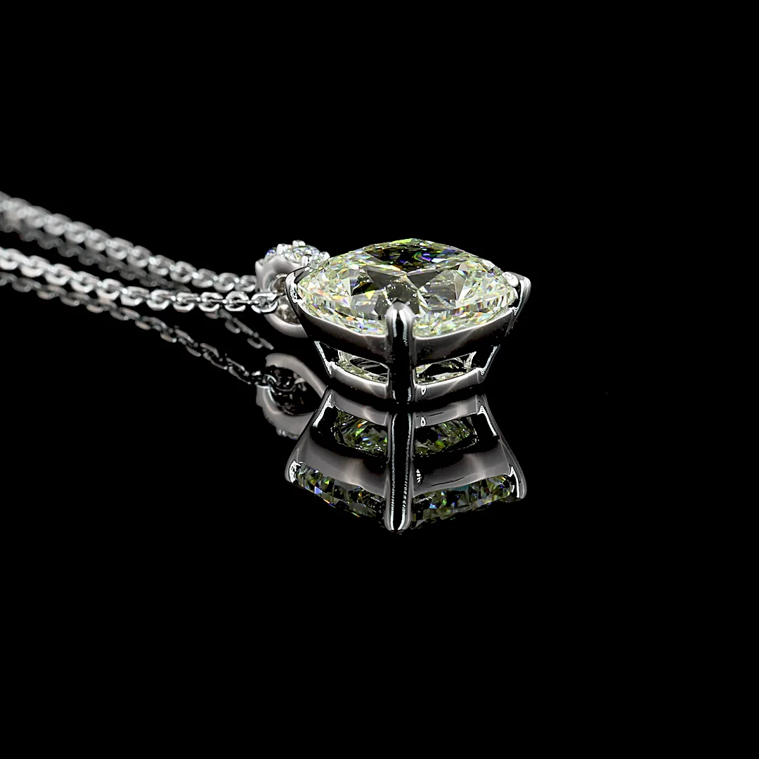 2.97 Cts 14k White Gold Cushion Brilliant Shape Pendant Pendant - Image 2