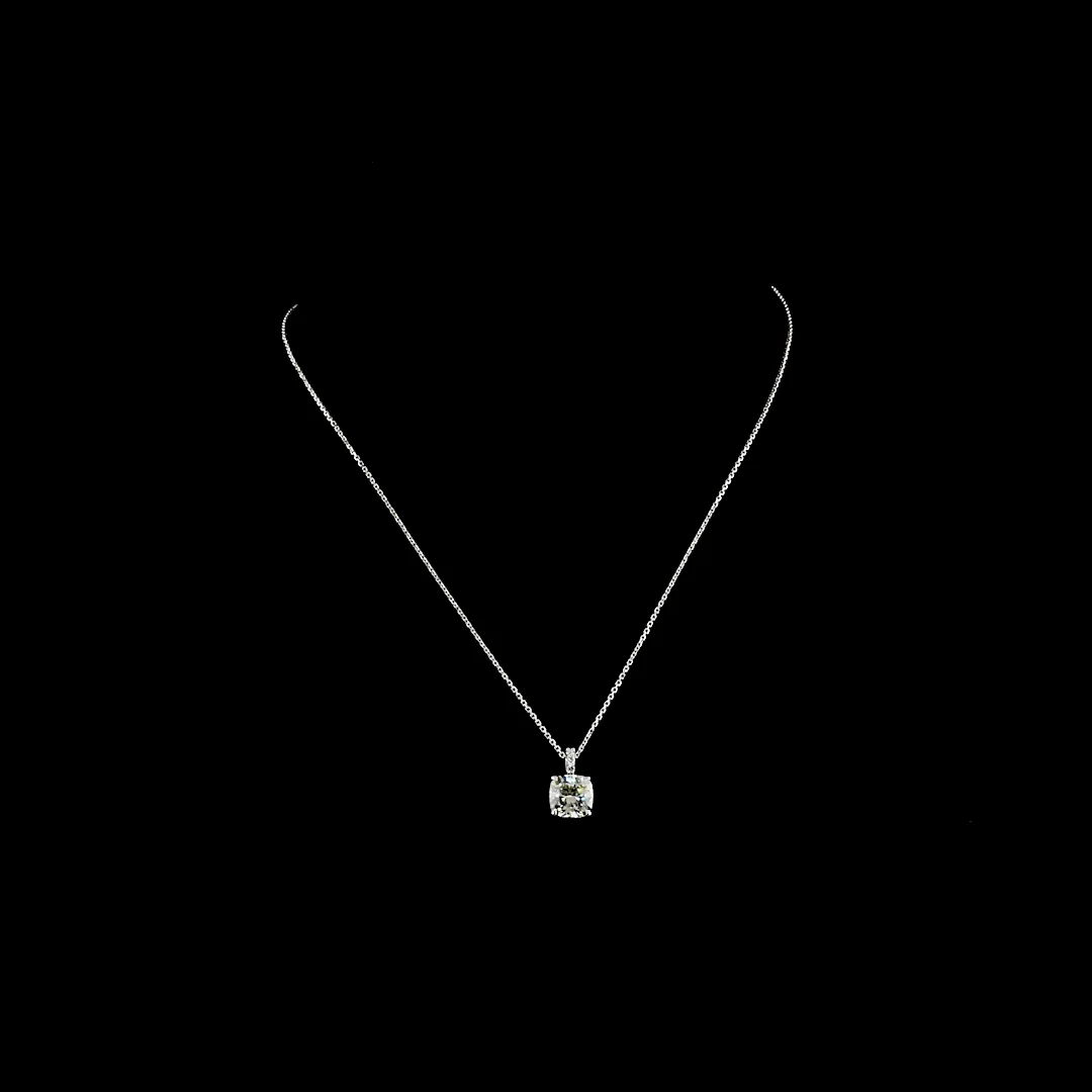 2.97 Cts 14k White Gold Cushion Brilliant Shape Pendant Pendant - Video