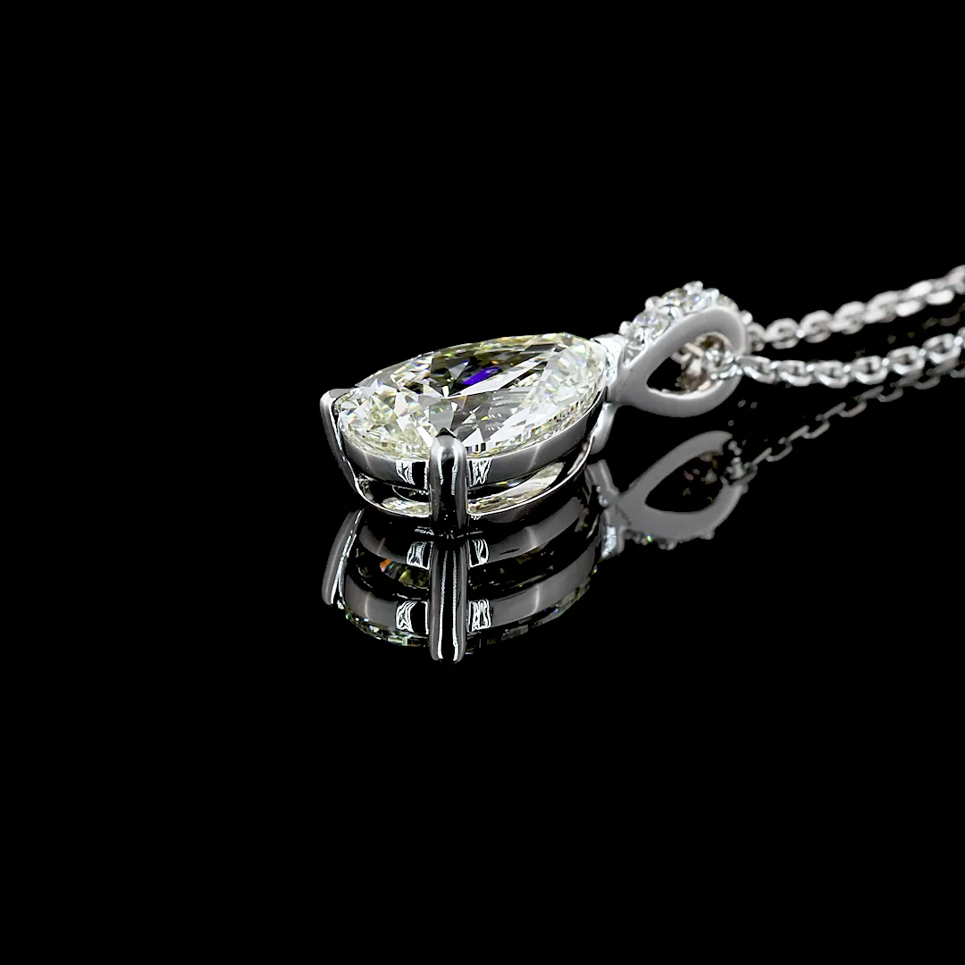 1.86 Cts 14k White Gold Pear Shape Pendant Pendant - Image 4