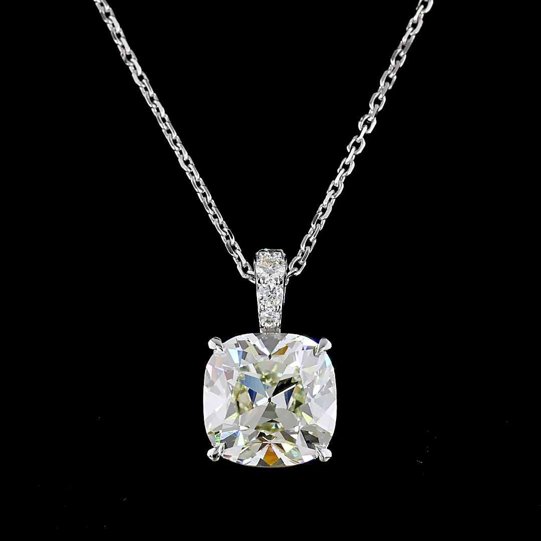 3.1 Cts 14k White Gold Cushion Brilliant Shape Pendant Pendant - Image 3