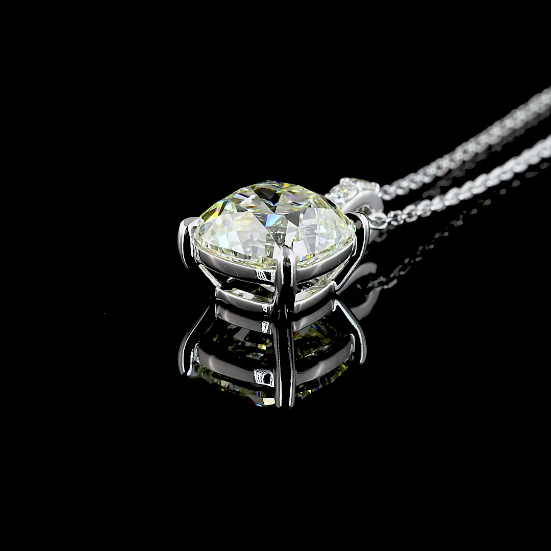 3.1 Cts 14k White Gold Cushion Brilliant Shape Pendant Pendant - Image 4