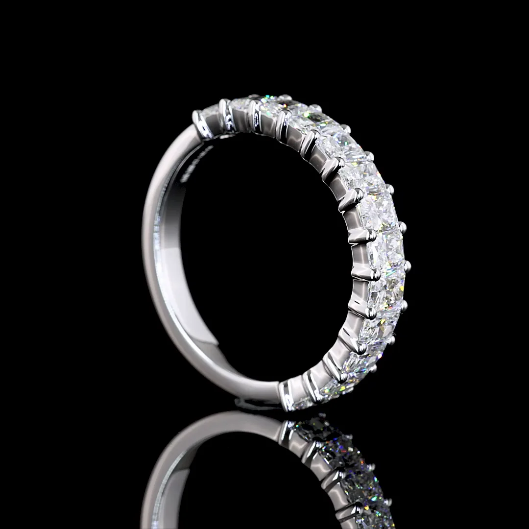 1.62 Cts 14k White Gold Radiant Shape Half Eternity Eternity Band - Image 2