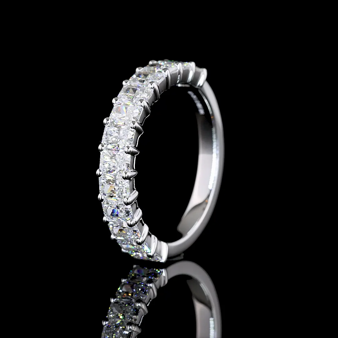 1.62 Cts 14k White Gold Radiant Shape Half Eternity Eternity Band - Image 4