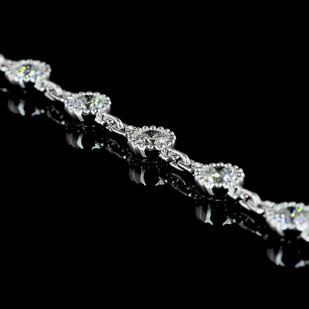 6.17 Cts 14k White Gold Round Shape Station Necklace - Image 4