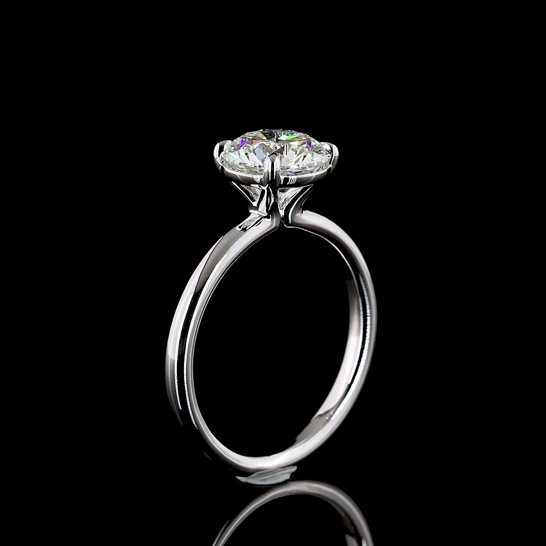 2 Cts 14k White Gold Round Shape Solitaire Ring - Image 4