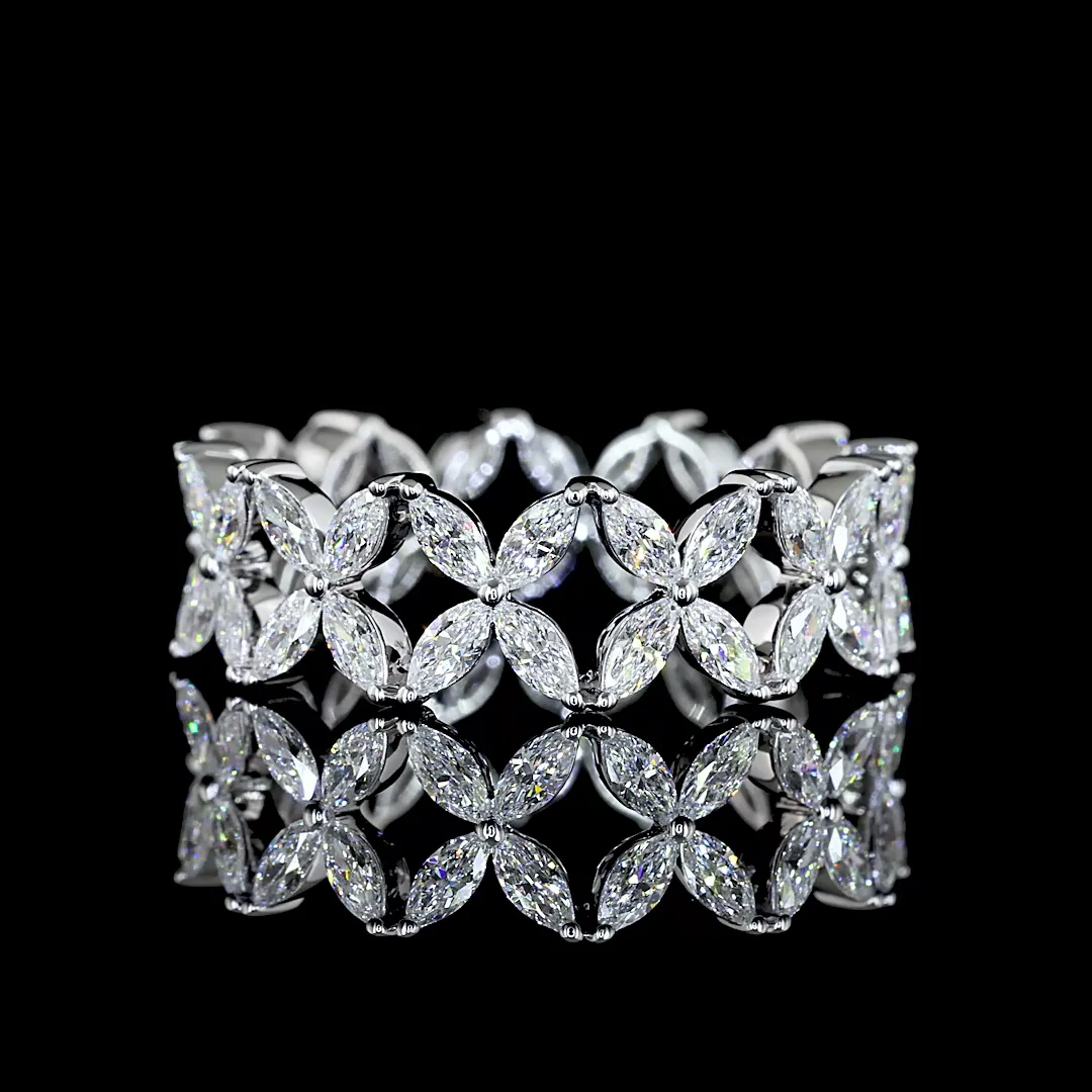 1.34 Cts 18k White Gold Marquise Shape Eternity Band Eternity Band - Video