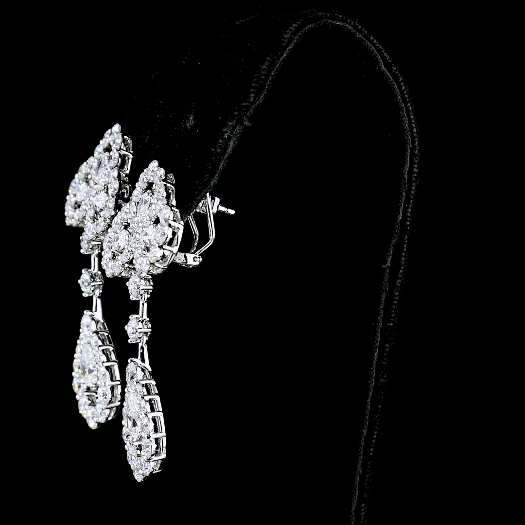 6.84 Cts 14k White Gold Mix Shape Hanging Earring - Image 2