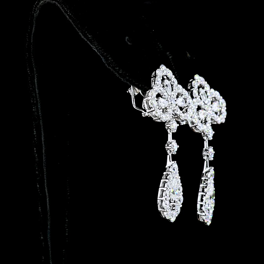 6.84 Cts 14k White Gold Mix Shape Hanging Earring - Image 4