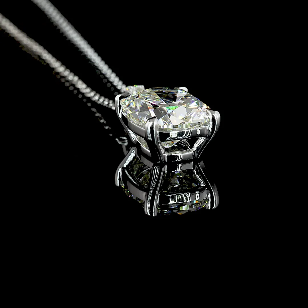 3.49 Cts 14k White Gold Cushion Brilliant Shape Pendant Pendant - Image 2