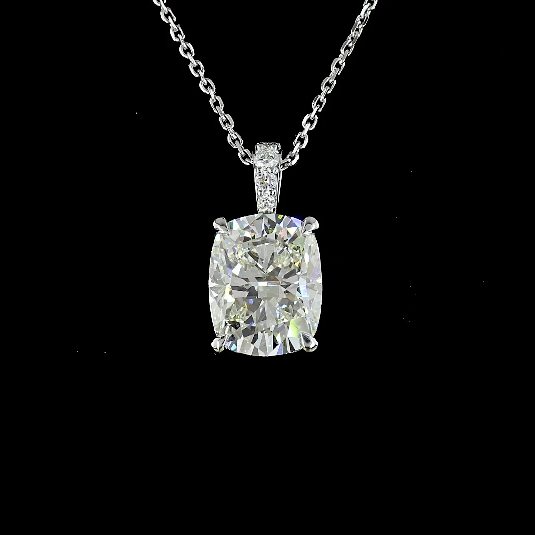 3.49 Cts 14k White Gold Cushion Brilliant Shape Pendant Pendant - Image 3