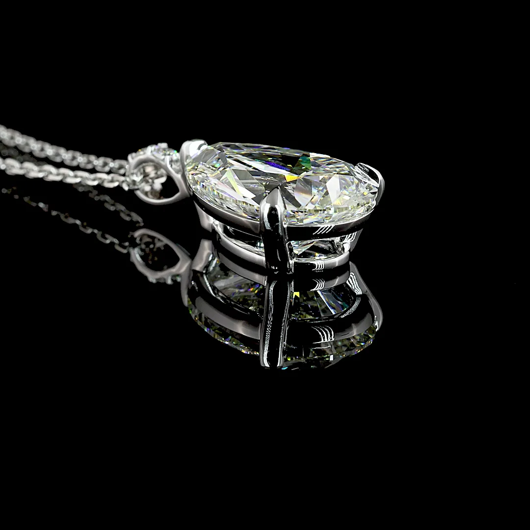 4.07 Cts 14k White Gold Pear Shape Pendant Pendant - Image 2