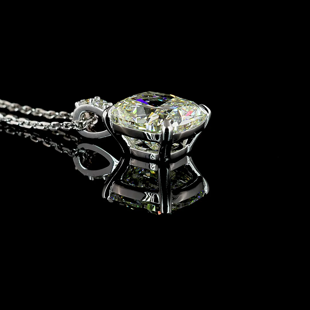 2.98 Cts 14k White Gold Cushion Brilliant Shape Pendant Pendant - Image 2