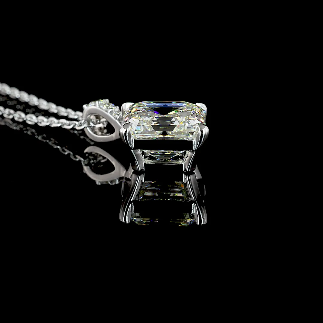 2.87 Cts 14k White Gold Asscher Shape Pendant Pendant - Image 2