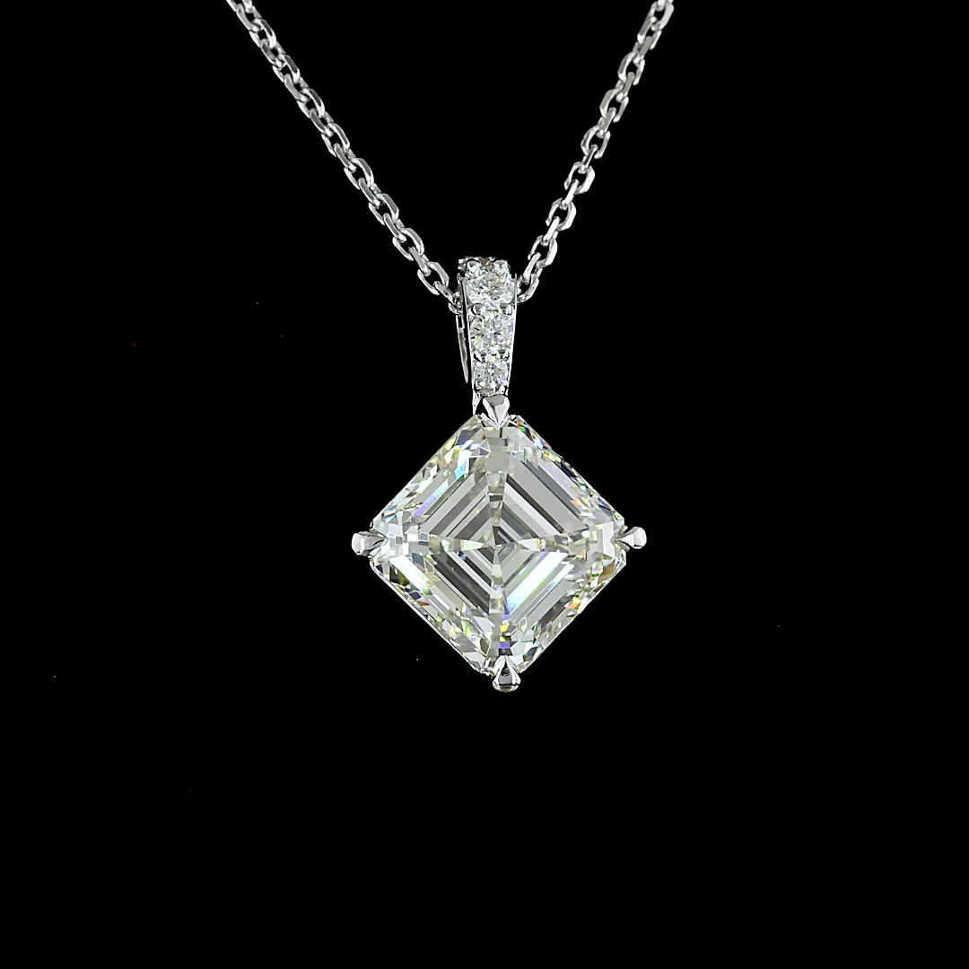 2.87 Cts 14k White Gold Asscher Shape Pendant Pendant - Image 3