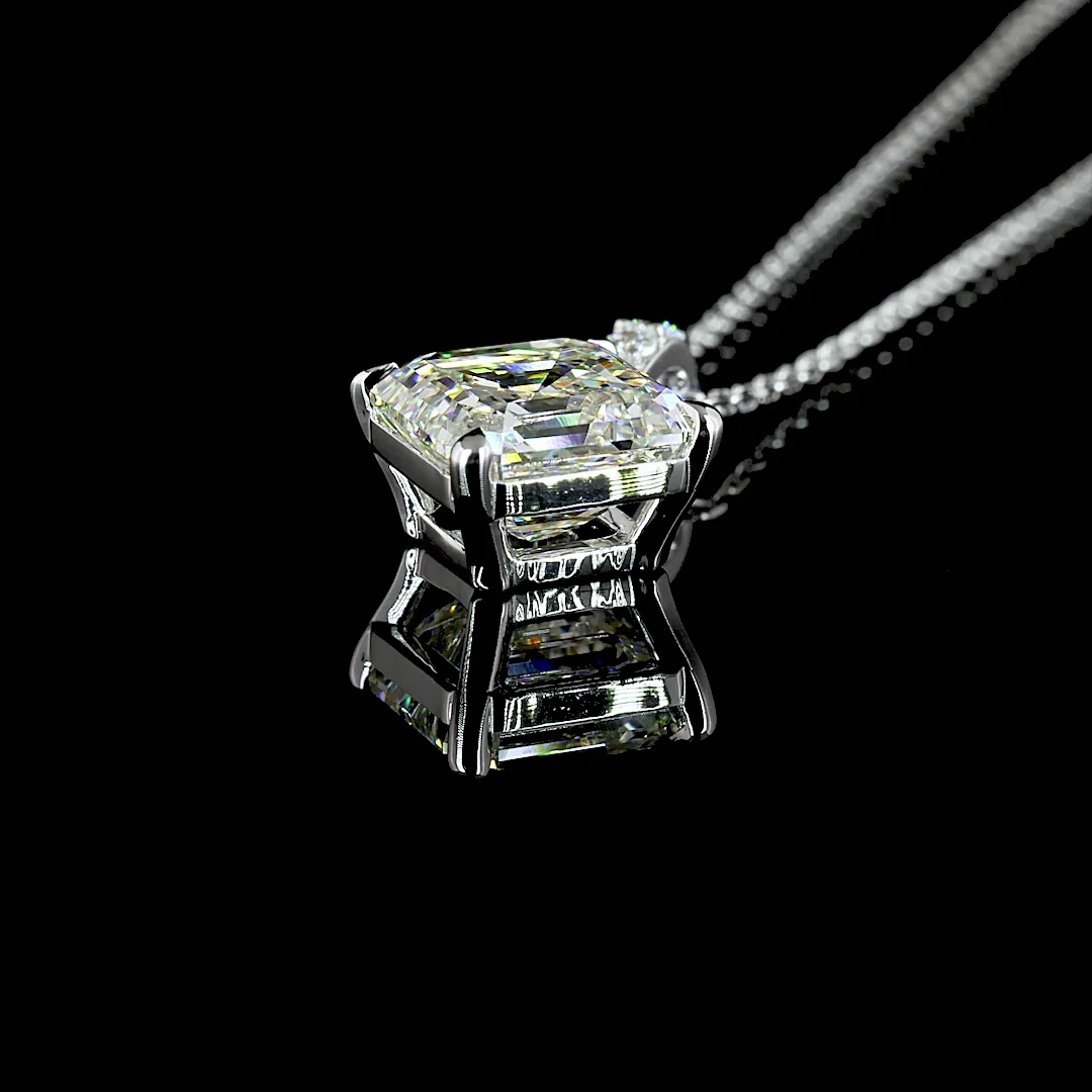 2.87 Cts 14k White Gold Asscher Shape Pendant Pendant - Image 4