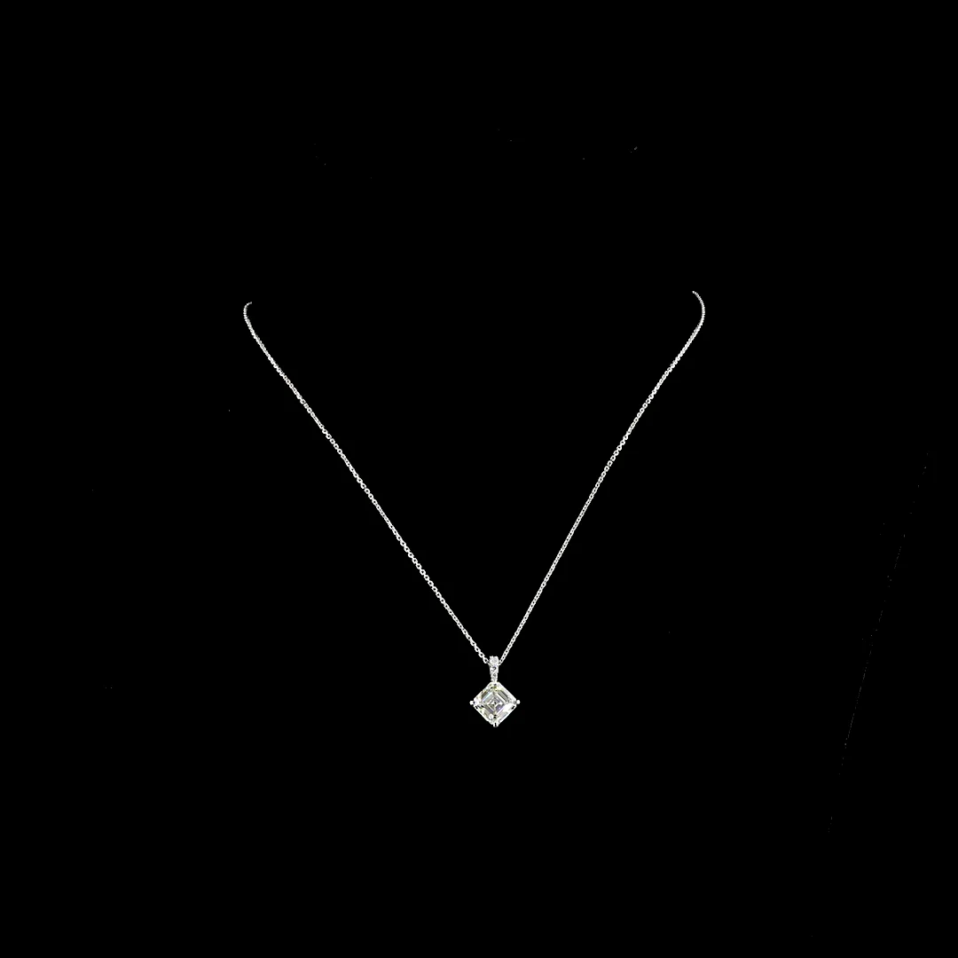 2.87 Cts 14k White Gold Asscher Shape Pendant Pendant - Video