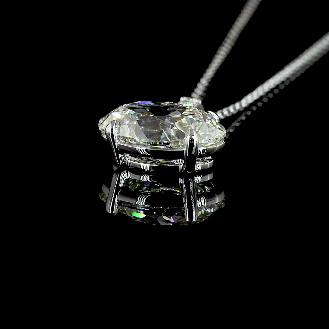 3.81 Cts 14k White Gold Antique Oval Shape Pendant Pendant - Image 4