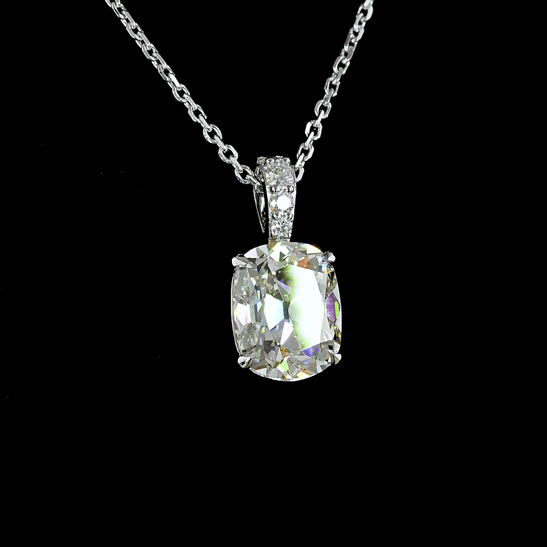 2.1 Cts 14k White Gold Antique Cushion Shape Pendant Pendant - Video