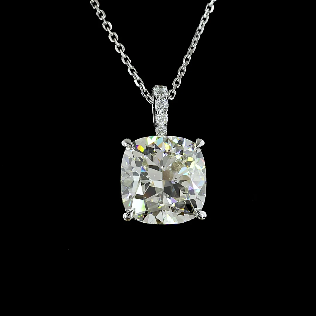 5.18 Cts 14k White Gold Cushion Modified Shape Pendant Pendant - Image 3