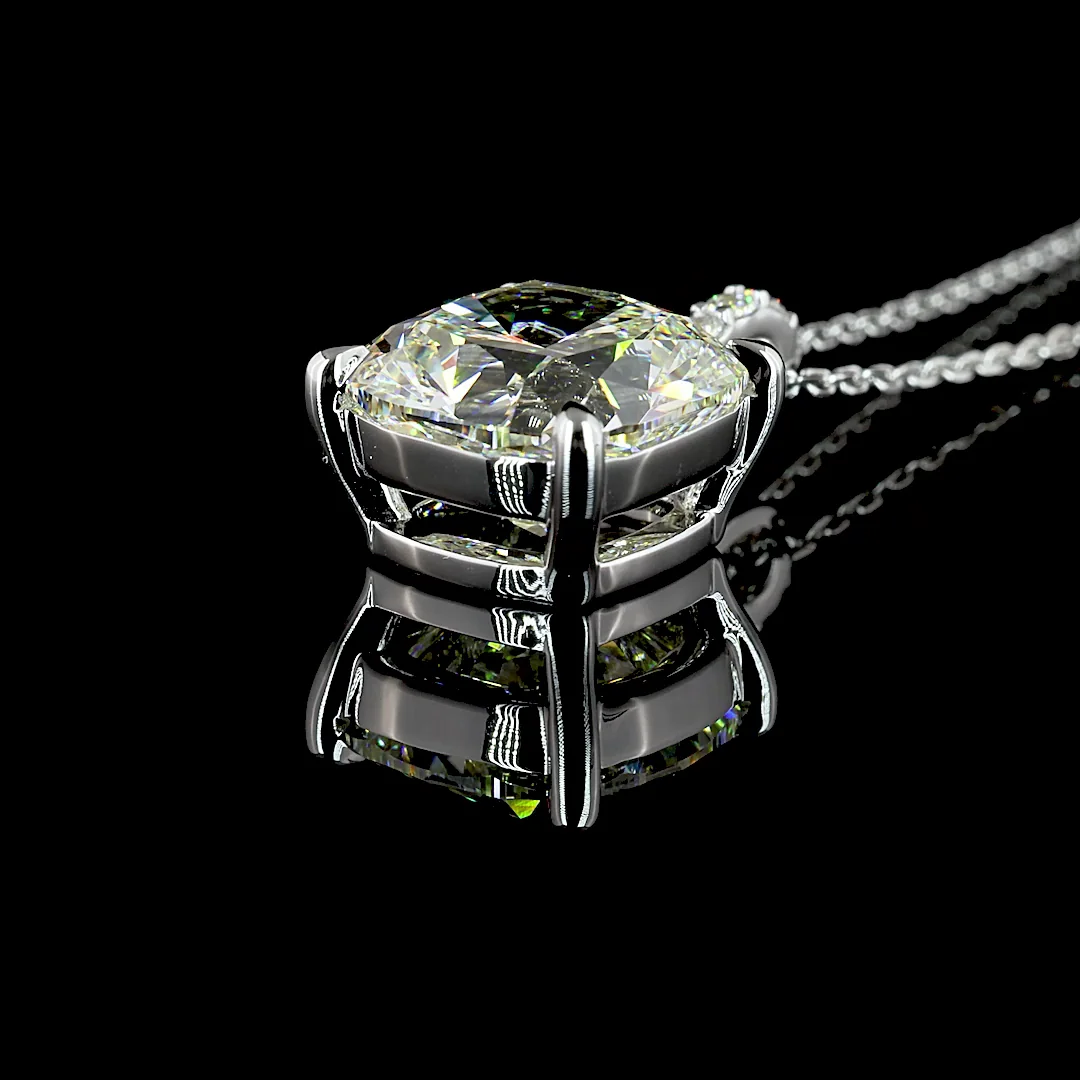5.18 Cts 14k White Gold Cushion Modified Shape Pendant Pendant - Image 4