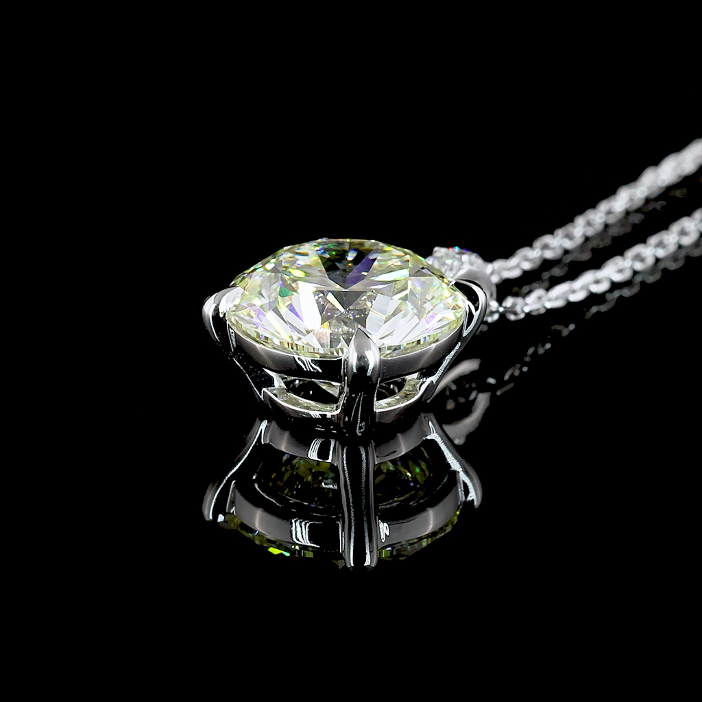 2.56 Cts 14k White Gold Round Shape Pendant Pendant - Image 4