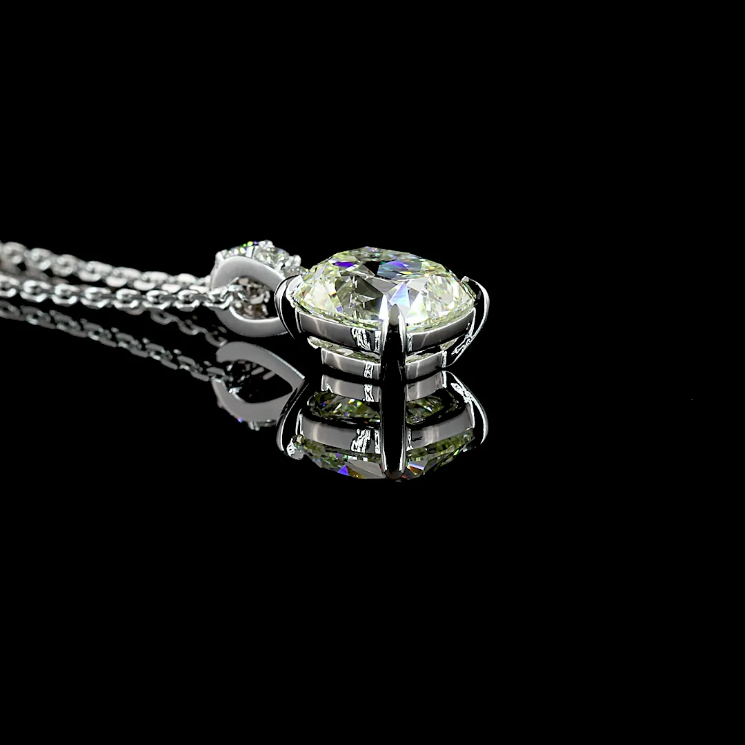 1.65 Cts 14k White Gold Square Antique Cushion Shape Pendant Pendant - Image 2