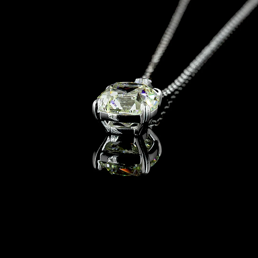 2.1 Cts 14k White Gold Square Antique Cushion Shape Pendant Pendant - Image 4